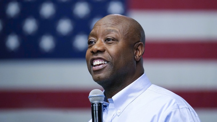 Tim Scott during a town hall in Manchester, N.H.