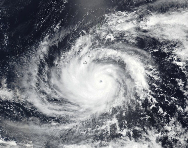 Satellite image showing Typhoon Mawar approaching Guam