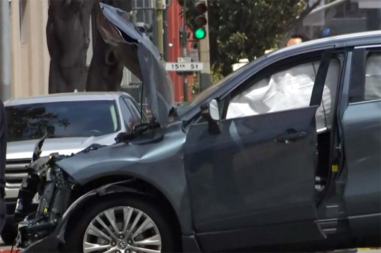 A carjacking suspect led officers on a pursuit that ended with a crash in San Francisco, on May 23, 2023.