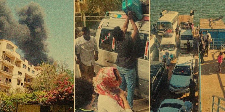 Missiles land behind the home of Omnia Ahmed, as Sudanese citizens flee the country for Egypt.