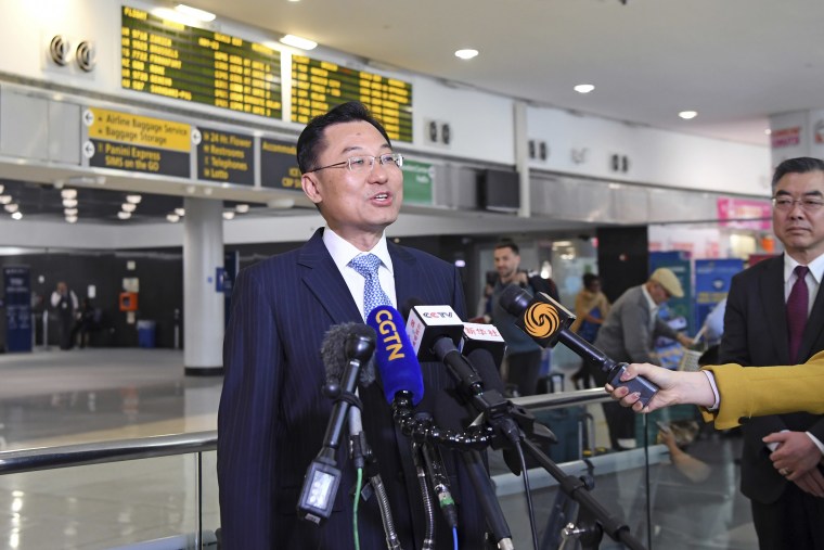 Xie Feng, China's new ambassador to the United States, upon his arrival at the John F. Kennedy International Airport in New York on Tuesday.