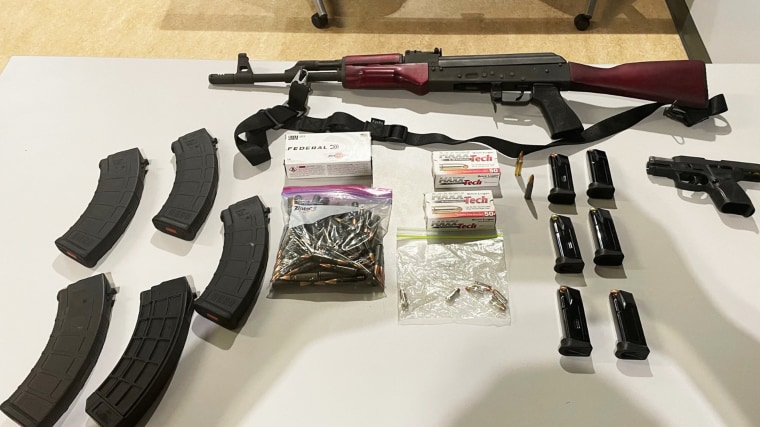 Weapons and ammunition confiscated by the Fairfax County Police Department during its arrest of Eric Sandow.