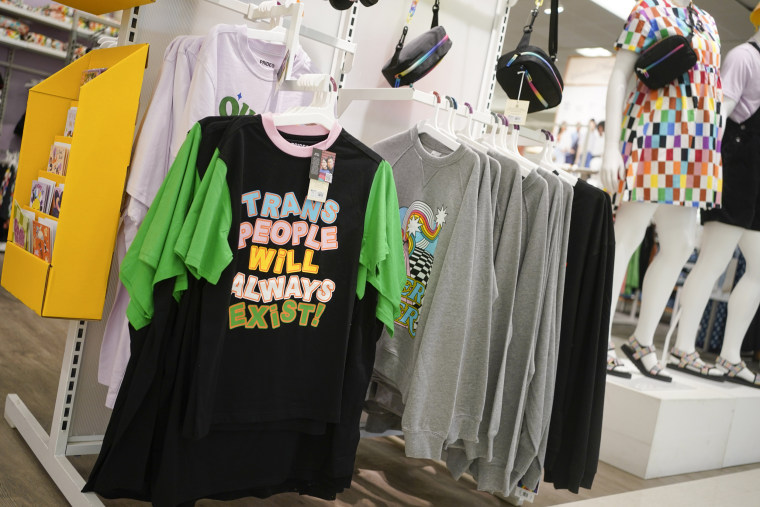 Pride month merchandise on the front of a Target store in Hackensack, NJ