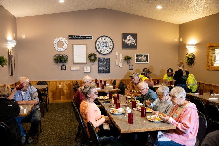 Diners at Kelly’s Cafe inside the Arthur Mall on Wednesday in Arthur, N.D., population 328.