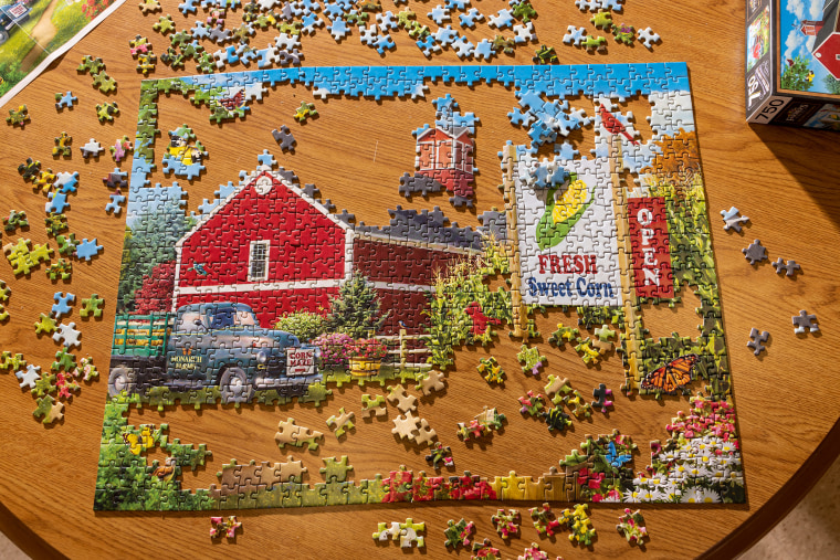 A puzzle in progress at the Arthur Mall in Arthur, ND on Wednesday.