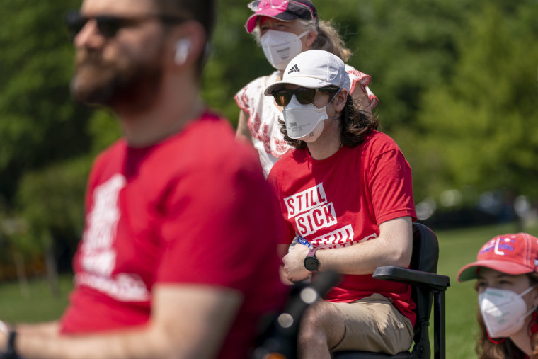 Advocates for people suffering from long COVID at a news conference in Washington, D.C.