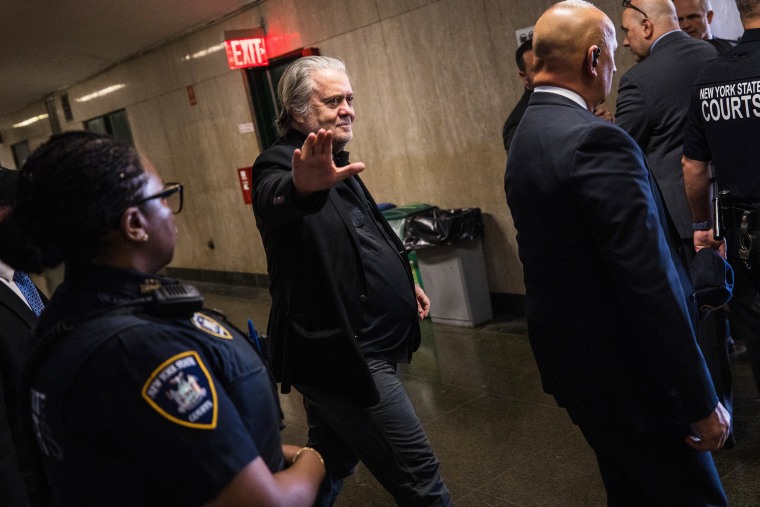 Steve Bannon leaves after a court appearance at NYS Supreme Court on May 25, 2023 in New York City.