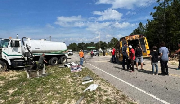 Multiple students were injured after a crash involving a school bus and a tanker truck.