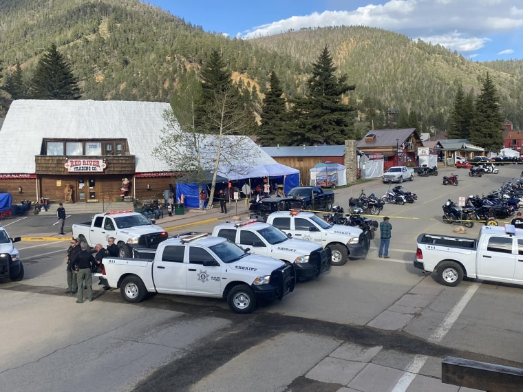 Three people were killed and at least five injured in Red River, New Mexico, after rival biker gangs opened fire during a popular motorcycle rally on Sunday.