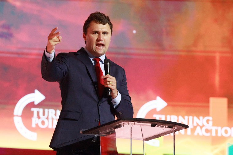 Charlie Kirk, founder and executive director of Turning Point USA, speaks during the Turning Point USA Student Action Summit in Tampa, Florida, US, on Friday, July 22, 2022. Turning Point USA annual Student Action Summit invites thousands of student activists to listen to guest speakers, receive activism and leadership training, and participate in a series of networking events with political leaders and activist organizations.