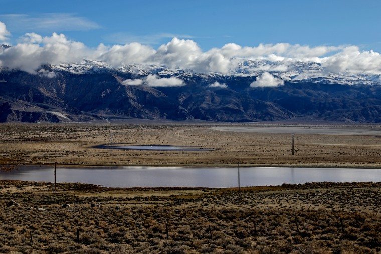 Owens Lake and the Owens Valley in Lone Pine, Calif., on March 23, 2023.