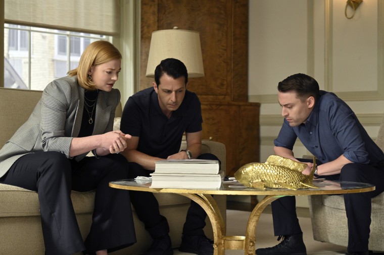 Sarah Snook, Jeremy Strong, and Kieran Culkin in “Succession”.