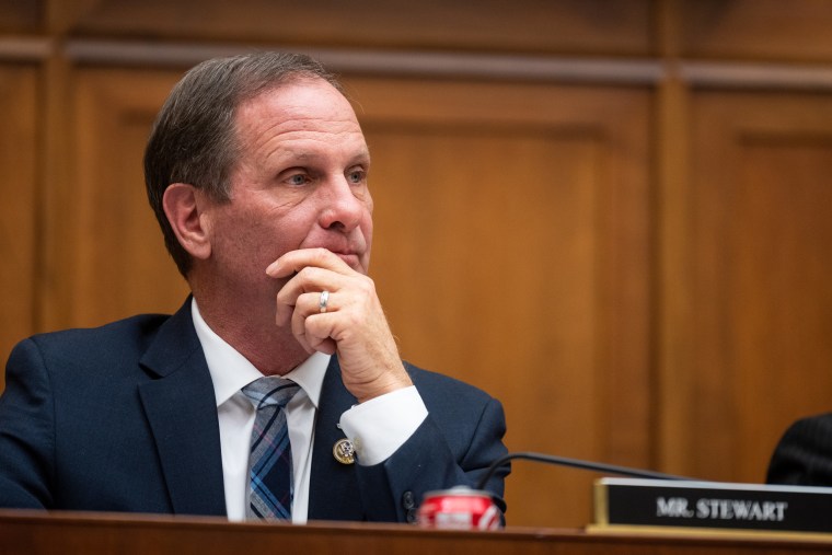 Rep. Chris Stewart listens during the Weaponization of the Federal Government Subcommittee hearing
