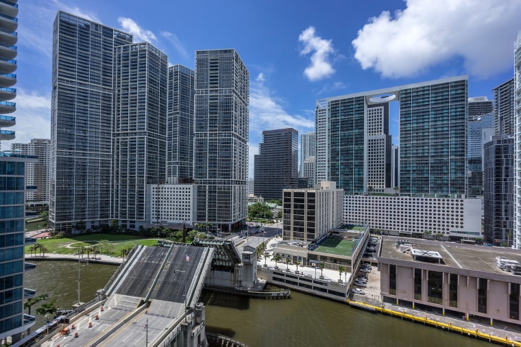 The Brickell Bridge and downtown Miami.
