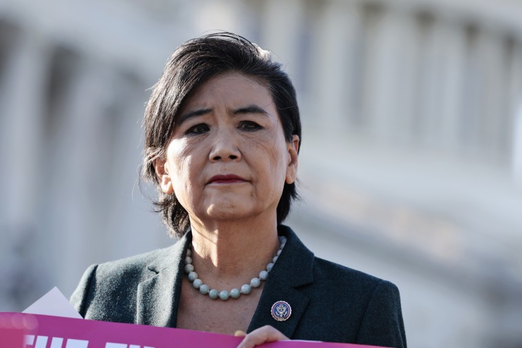Rep. Judy Chu, D-Calif., speaks outside Capitol on May 10, 2022. 
