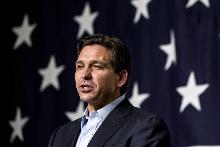 Image: Republican presidential candidate Florida Gov. Ron DeSantis speaks during a campaign event, on May 30, 2023, in Clive, Iowa.