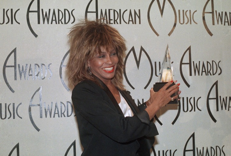 Tina Turner, en los Premios de la Música Estadounidense, en Los Ángeles, enero de 1995.

