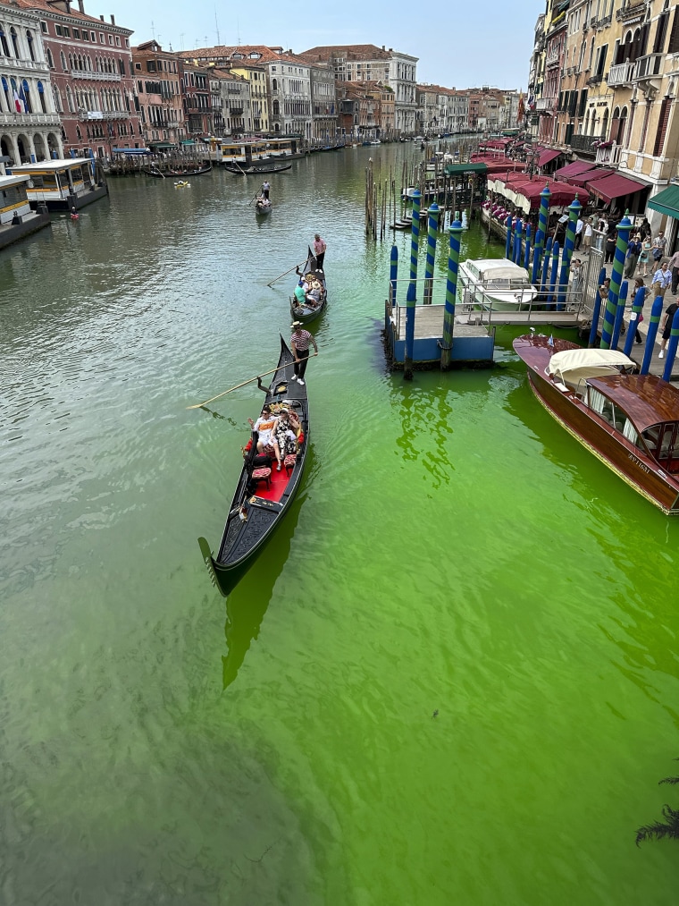 We now know what turned part of Venice's Grand Canal neon green