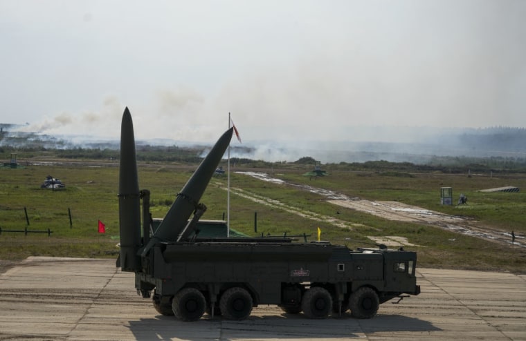 Un lanzacohetes Iskander-M durante una exhibición de armas en Moscú, el 17 de agosto de 2022.