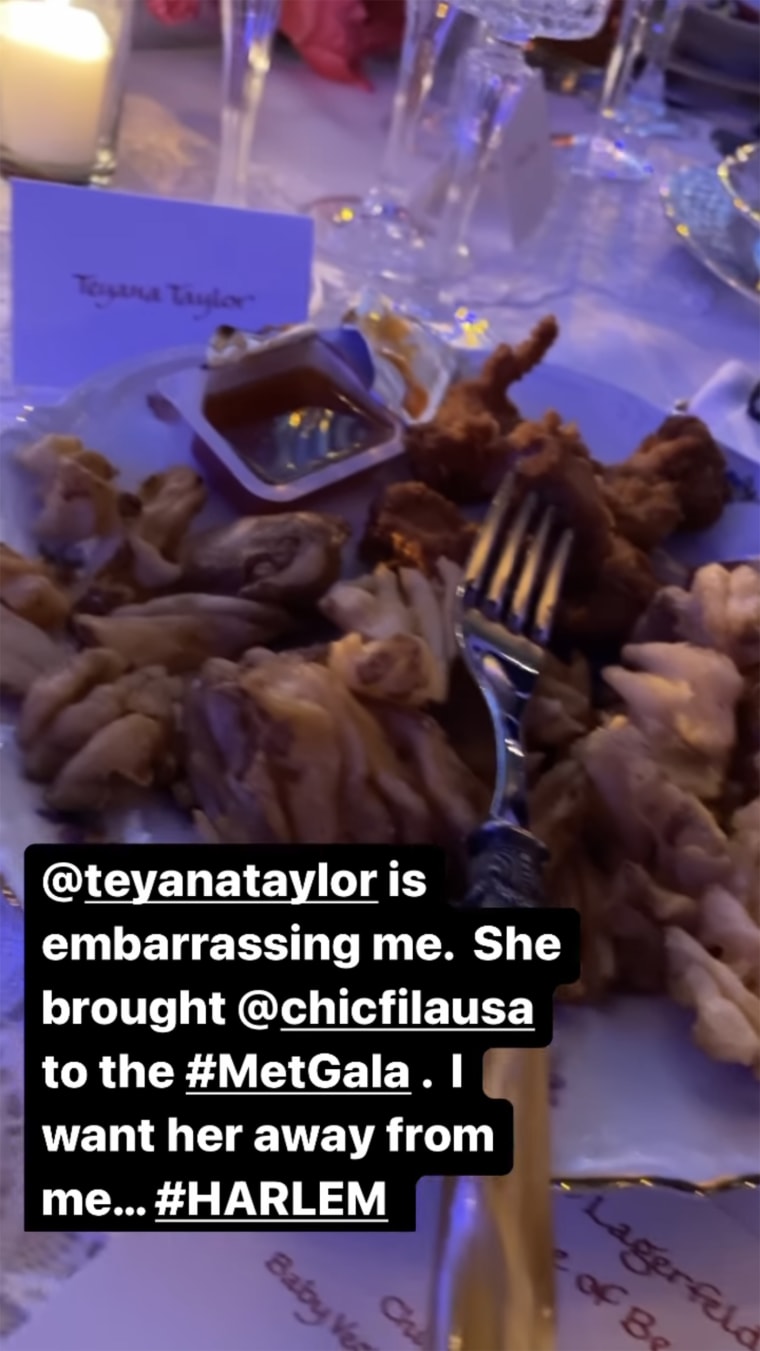 Teyana Taylor snuck in Chick-fil-A to the Met Gala, much to Usher and Pusha T’s amusement
