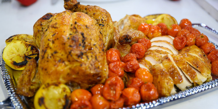Alex Hitz's Perfect Roast Chicken and Tomatoes + Smashes Potatoes + White Chocolate-Pecan Cookies