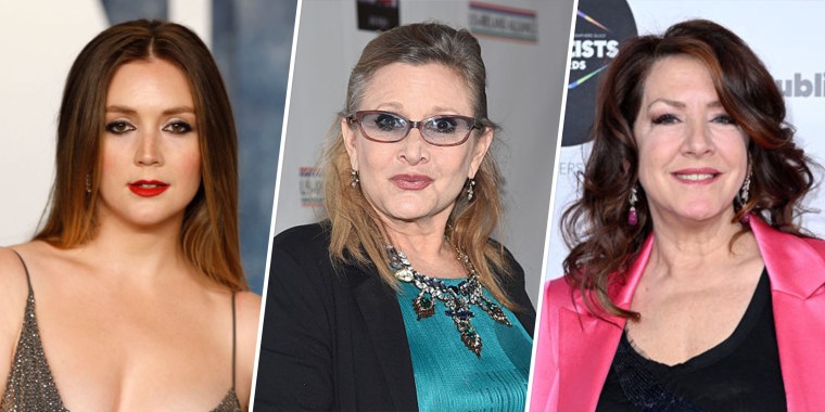 Actor Joely Fisher, right, says niece Billie Lourd, left, has excluded her and her siblings from this week's Hollywood Walk of Fame ceremony honoring their late sister, "Star Wars" legend Carrie Fisher. 