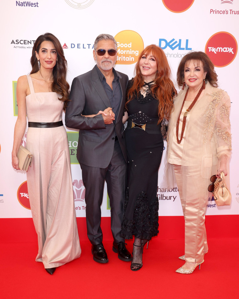 Charlotte Tilbury, Amal Clooney, George Clooney and Baria Alamuddin attend the Prince's Trust and TKMaxx & Homesense Awards 2023
