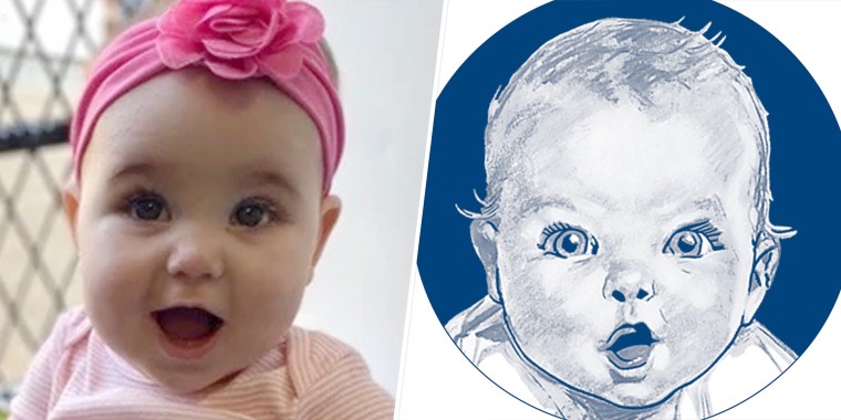 (L) Isa Slish, the 2022 Gerber baby, was the first "Spokesbaby" with a limb difference, and a sketch of Ann Turner Cook (R), the original Gerber baby. Now the company is launching a new search. 