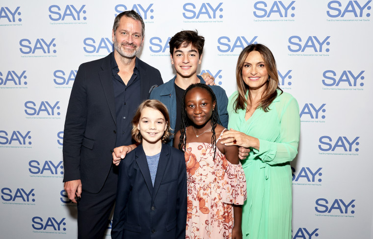 Peter Hermann and Mariska Hargitay with their children, August Miklos Friedrich Hermann, Andrew Nicolas Hargitay Hermann and Amaya Josephine Hermann