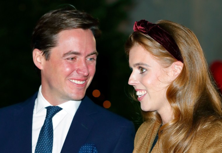 Edoardo Mapelli Mozzi and Princess Beatrice attend the "Together at Christmas" community carol service at Westminster Abbey on December 8, 2021