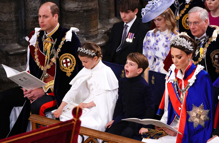 Britain's Prince William, Prince of Wales, Princess Charlotte, Prince Louis and Britain's Catherine, Princess of Wales