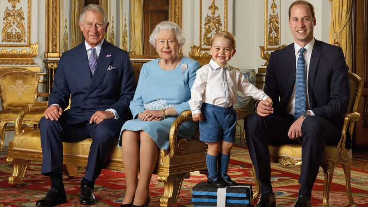 Prince Charles, Prince of Wales, Queen Elizabeth II, Prince George and Prince William