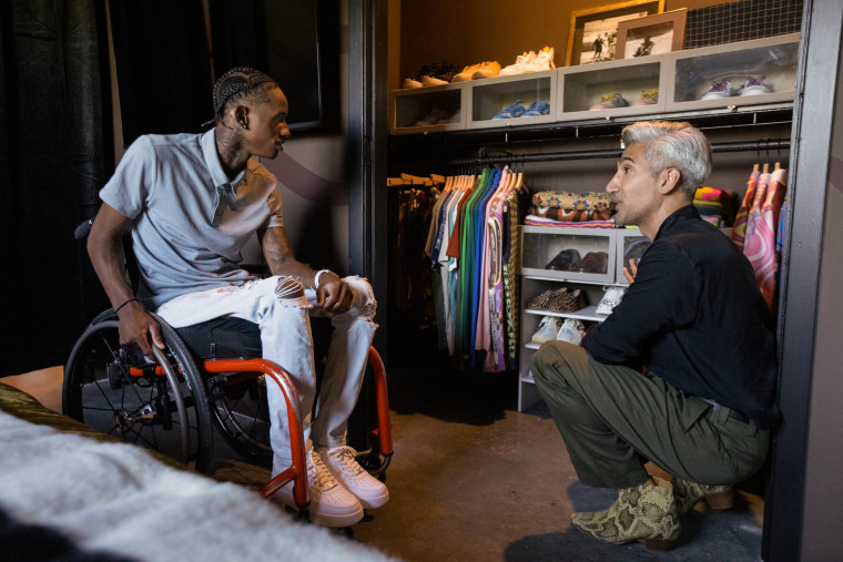 Ray Walker (left) and stylist Tan France in episode 703 of "Queer Eye."