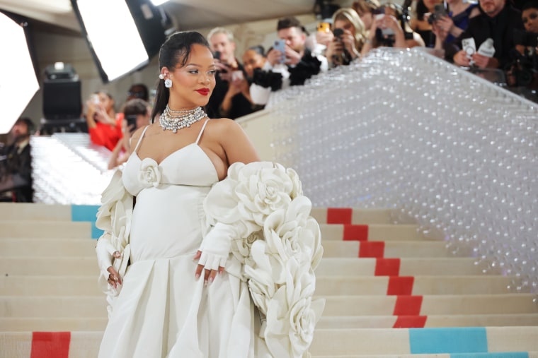 Rihanna attends the 2023 Met Gala celebrating "Karl Lagerfeld: A Line Of Beauty" at the Metropolitan Museum of Art on May 1.