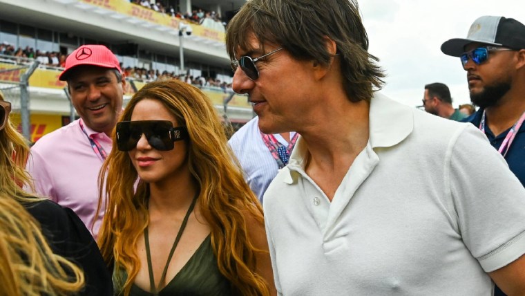 Shakira y Tom Cruise en el Grand Prix de Miami. 
