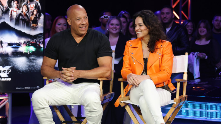 Vin Diesel y Michelle Rodriguez en el Fast X Experience en Telemundo.