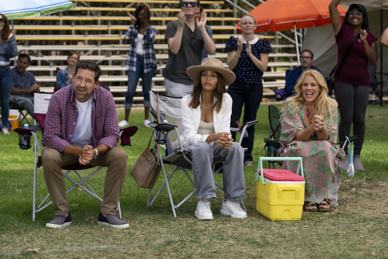 Todd Grinnell (Dr. Miles Murphy), Isis King (Sol Perez) and Busy Philipps in Season Two of "With Love."