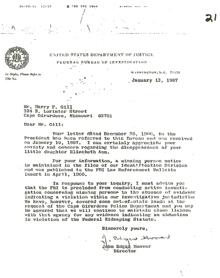 Letter Response from J. Edgar Hoover