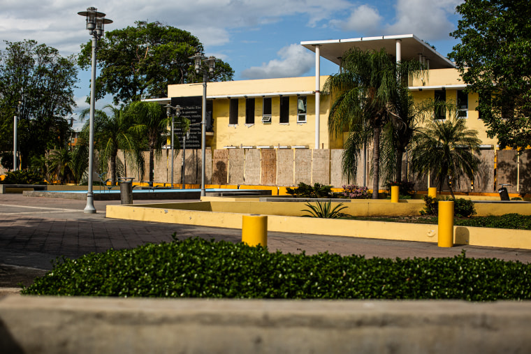 The town hall building in the southern coastal town in Guanica, Puerto Rico, on May 29, 2023.