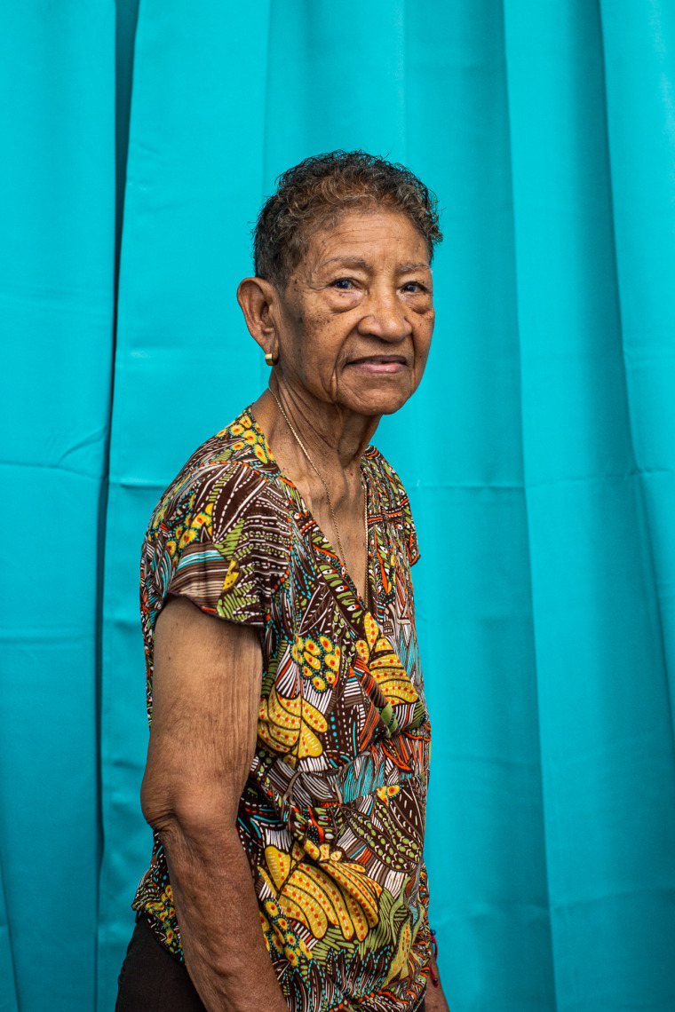 Julia Pérez, 86, at the Center for Activities and Multiple Uses for the Elderly of Toa Baja in Toa Baja, Puerto Rico, on May 26, 2023.