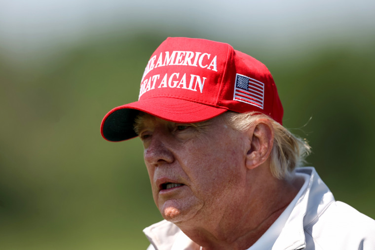 Former President Donald Trump at the LIV Golf Invitational at Trump National Golf Club in Sterling, Va., on May 25, 2023.