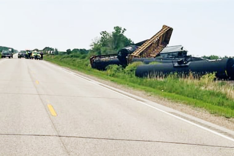 A train derailment along Highway 59 in Minnesota.