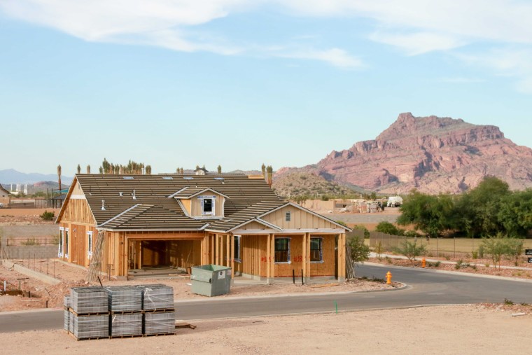 New homes are under construction in Mesa, Ariz.