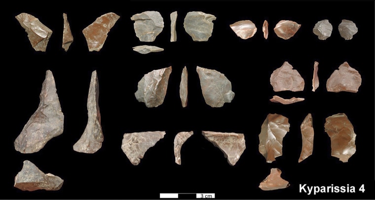 Stone tools discovered at Greece's oldest know archaeological site are dated from around 700,000 years ago.