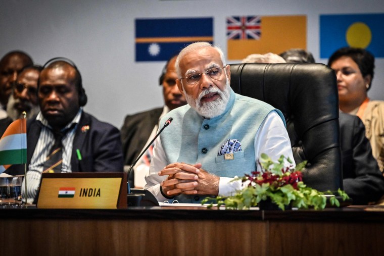 Image: India's Prime Minister Narendra Modi delivers his opening remarks during Forum for IndiaPacific Islands Cooperation at APEC Haus in Port Moresby on May 22, 2023. 