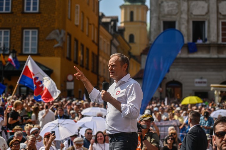 Donald Tusk during the Freedom march in Warsaw, Poland