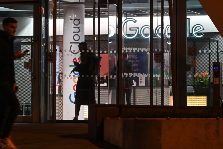A view of the entrance to Google Cloud building in Grand Canal area, Dublin, Ireland