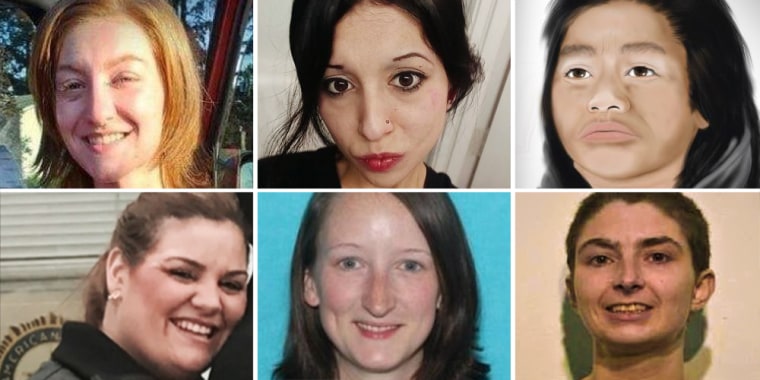 Clockwise from top left, Kristin Smith, Ashley Real, an unidentified woman who died April 24 in Portland, Charity Perry, Bridget Webster and Joanna Speaks.