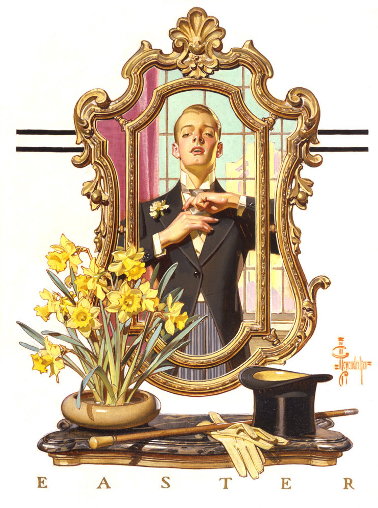 "Easter - Man in the Mirror," painting for cover of Saturday Evening Post, April 11, 1936.