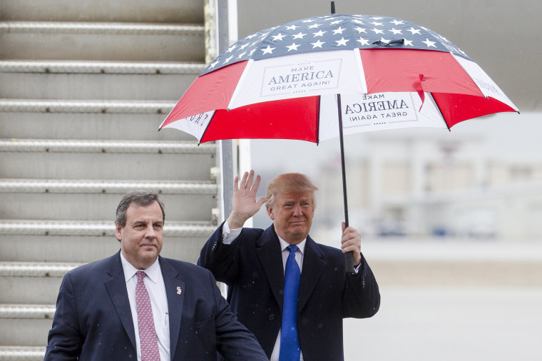 Republican presidential candidate Donald Trump and New Jersey Gov. Chris Christie in Columbus, Ohio, on March 1, 2016.